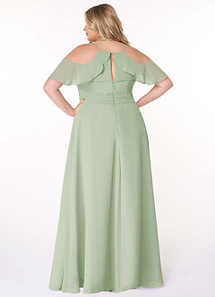 Azazie Dakota Bridesmaid Dresses Dusty Sage A-Line V-Neck Pleated Chiffon Dress image9