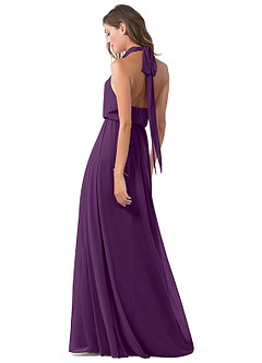 Azazie Landry Bridesmaid Dresses Grape A-Line Pleated Mesh Dress image5