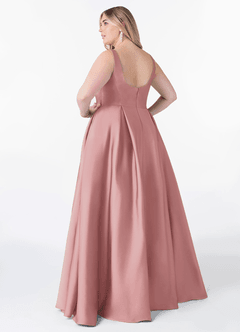 Azazie Neve Bridesmaid Dresses Dusty Rose Ball-Gown with Pockets Stretch Satin Dress image8