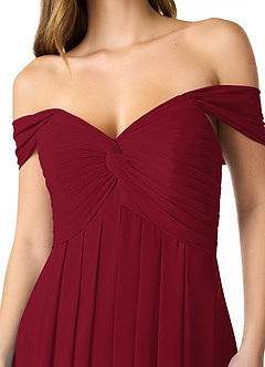 Azazie Kaitlynn Bridesmaid Dresses Burgundy Empire Ruched Chiffon Convertible Dress image5