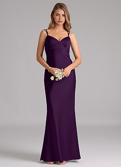 Azazie Suttona Robes de demoiselle d'honneur Robe Trapèze en Satin extensible Plissée Grain De Raisin image6