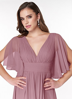 Azazie Temeka Bridesmaid Dresses Vintage Mauve A-Line Ruched Chiffon Dress image6