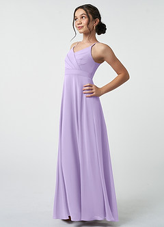Azazie Avelina Junior Lilac A-Line Pleated Chiffon Dress image4