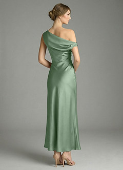 Azazie Emerson Vestidos de damas de honor Vestido de Matcha de Satén Elástico de Corte Sirena con Vestidos sin tirantes image6