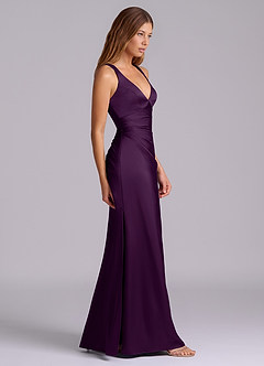 Azazie Amelie Suknie dla druhen Linia A Pofałdowany Satyna elastyczna Do ziemi Sukienka image3