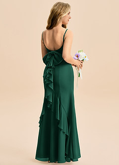 Azazie Lioren Junior Emerald Mermaid Bow Chiffon Dress image1