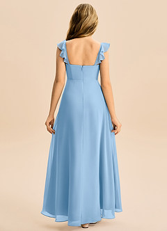 Azazie Mavie Junior Sky Blue A-Line Ruched Chiffon Dress image2