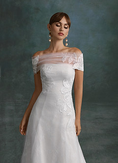 Azazie Berkely Trouwjurken Jurk van Tule met A-Lijn Off-shoulder Diamant Wit image6