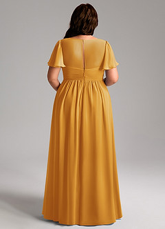 Azazie Verna Maternity Bridesmaid Dresses A-Line V-Neck Ruched Chiffon Floor-Length Dress image12