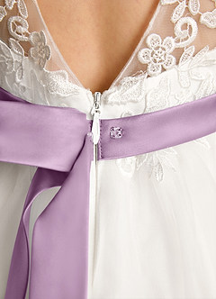 Azazie Lettie vestidos de niña de las flores Vestido de Marfil Wisteria de Encaje de Princesa image6