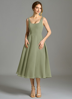 Azazie Amalie Bridesmaid Dresses Pistachio A-Line Pleated Chiffon Dress image4