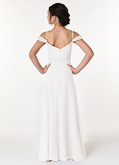Azazie Alivia Junior White A-Line Off the Shoulder Chiffon Dress image2