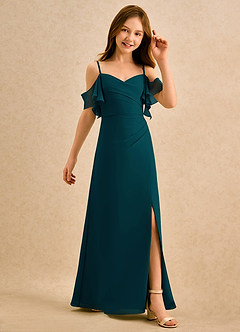 Azazie Pippy Girls Formal Sukienki dla dziewczynek sypiących kwiaty Linia A Dekolt w kształcie serca Szyfon Długość podłogi Sukienka image5
