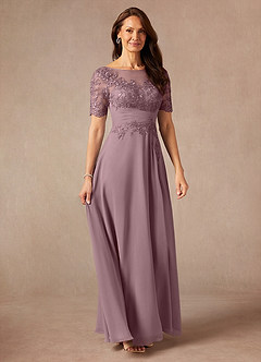 Azazie Raissa Mother of the Bride Dresses Dusty Rose A-Line Lace Chiffon Dress image6