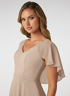 Azazie Jamie Bridesmaid Dresses Taupe A-Line Chiffon Dress image6