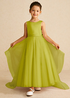 Azazie Pumpkin Robe Demoiselle D'honneur Fillette Robe Trapèze en Tulle Convertible Citronnelle image2