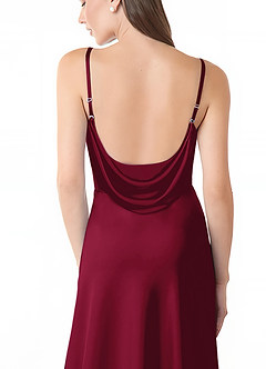 Azazie Alaija Bridesmaid Dresses Burgundy Mermaid Side Slit Stretch Satin Dress image6