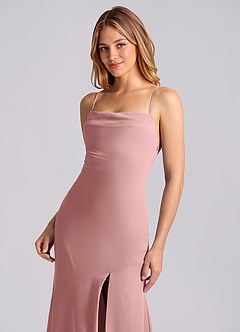 Azazie Grata Bridesmaid Dresses Dusty Rose Mermaid Pleated Chiffon Dress image7