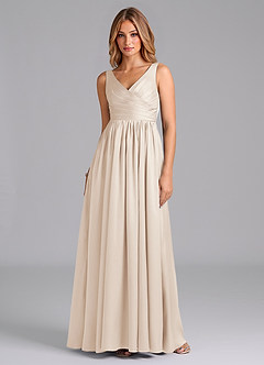 Azazie Keyla Final Sale White Alabaster A-Line Pleated Stretch Satin Dress image1