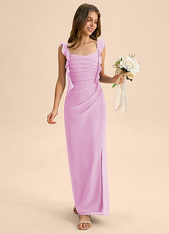 Azazie Jessamine Junior Abito Sirena in Chiffon Scollo a Cuore Rosa Confetto image3