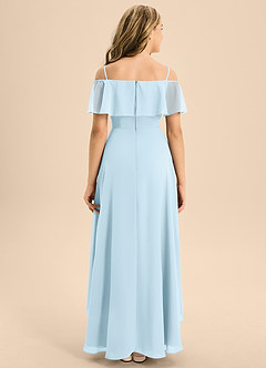 Azazie Maggie Junior Sky Blue A-Line Off the Shoulder Chiffon Dress image2