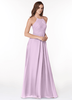 Azazie Ginger Abiti da Damigella Abito A-Line in Chiffon con Scollo Halter a Pieghe Lilla Glassato image1