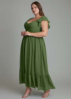 Azazie Anaya Bridesmaid Dresses Olive A-Line Sweetheart Neckline Chiffon Dress image10