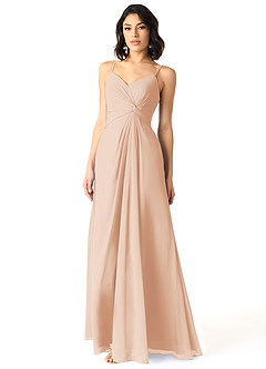 Azazie Aubrielle Final Sale Desert Rose A-Line Pleated Chiffon Dress image3