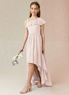 Azazie Mango Junior Rose Petal A-Line Ruched Chiffon Dress image3