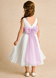 Azazie Margot Flower Girl Dresses Ivory Candy Pink A-Line Pleated Chiffon Dress image5