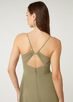 Azazie Minie Abiti da Damigella Abito A-Line in Chiffon Fiocco Verde Muschio image7
