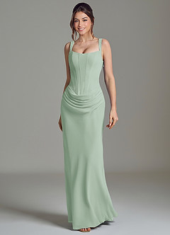 Azazie Niamh Abiti da Damigella Abito Sirena in Chiffon Corsetto Agave image4