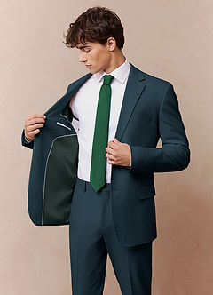 front Savile Teal Wool Blend Suit Jacket
