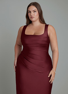 Azazie Agustina Bridesmaid Dresses Cabernet Mermaid Corset Stretch Satin Dress image12