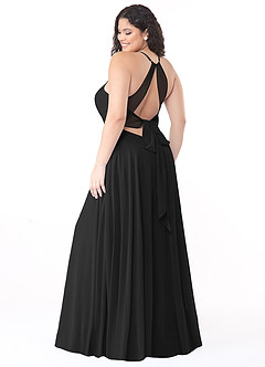 Azazie Evalleen Bridesmaid Dresses Black A-Line Pleated Chiffon Dress image8