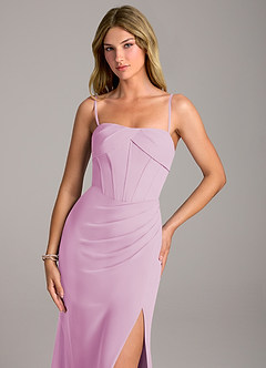 Azazie Chantel Robes de demoiselle d'honneur Robe Fourreau Convertible en Mousseline de soie Sans bretelle Rose Bonbon image2