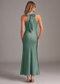 Azazie Doretta Bridesmaid Dresses Eucalyptus Mermaid Pleated Stretch Satin Dress image6