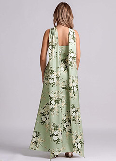 Azazie Kinsley Bridesmaid Dresses Floral Vines Mermaid Side Slit Stretch Satin Dress image7