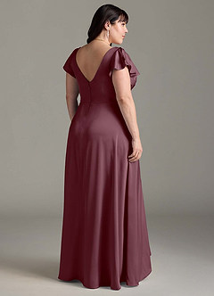 Azazie Omari Vestidos de damas de honor Vestido de Sangrado de Satén Elástico de Corte en A image9