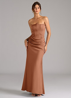 Azazie Debby Bridesmaid Dresses Bronzer Mermaid Strapless Stretch Satin Convertible Dress image1