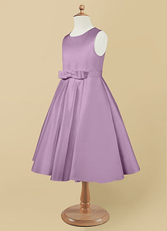 Azazie Coco Blumenmädchenkleider A-Linie Schleifen Matte Satin Kleid Blauregen image7