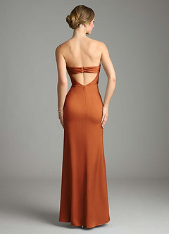 Azazie Leonis Bridesmaid Dresses Cinnamon Mermaid Pleated Stretch Satin Convertible Dress image2