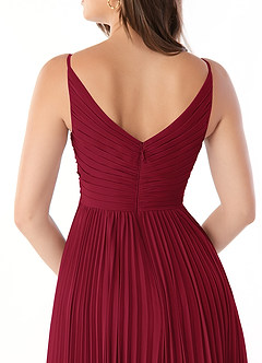 Azazie Raychelle Bridesmaid Dresses Burgundy A-Line V-Neck Chiffon Dress image6