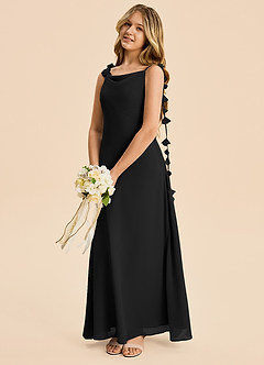 Azazie Gumdrop Junior Black Empire Pleated Chiffon Dress image2