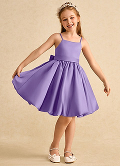 Azazie Davine vestidos de niña de las flores Vestido de Tahití de Satin Mate de Corte En A con Tirante Espagueti image2