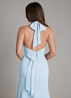 Azazie Magda Jurken voor bruidsmeisjes Jurk van Chiffon met Zeemeermin Hoge Kraag Hemelsblauw image2