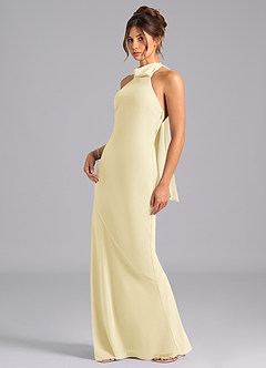 Azazie Velli Bridesmaid Dresses Lemon Sorbet Mermaid High Neck Chiffon Dress image1