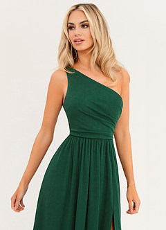 On The Guest List Dark Emerald One-Shoulder Maxi Dress image6