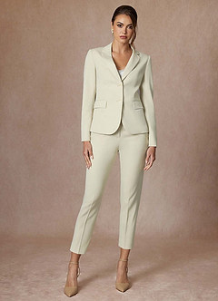 front Whitney Ivory Refined Weave Performance Cropped Pants Suit