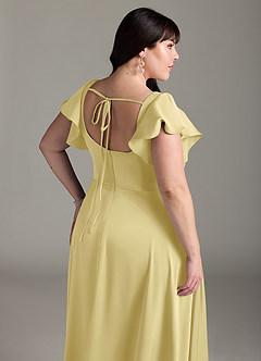 Azazie Bondi Robes de demoiselle d'honneur Robe Trapèze en Satin extensible Arc Sorbet Citron image12